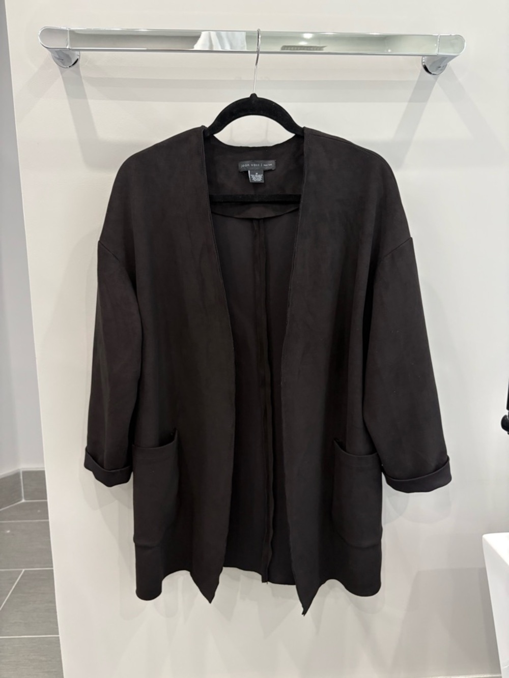 Vince Black Open-Front Drape Coatigan